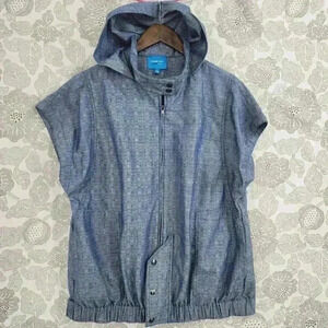 Derek Lam Full Zip Hooded Cap sleeve Jacket Women's L 1742
